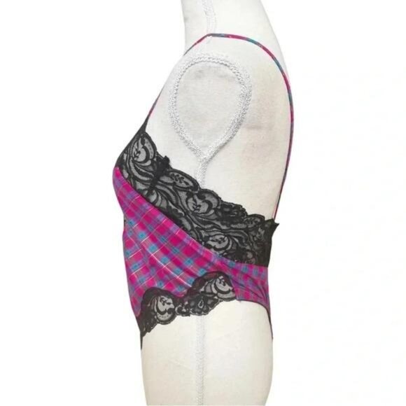 Vintage 1980s Victoria’s Secret Lace & Plaid Thong Teddy Bodysuit - Picture 5 of 10